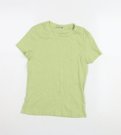 Womens UK Size S Monki Green Basic T-Shirt