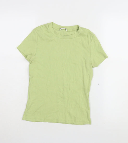 Womens UK Size S Monki Green Basic T-Shirt