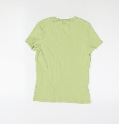 Womens UK Size S Monki Green Basic T-Shirt