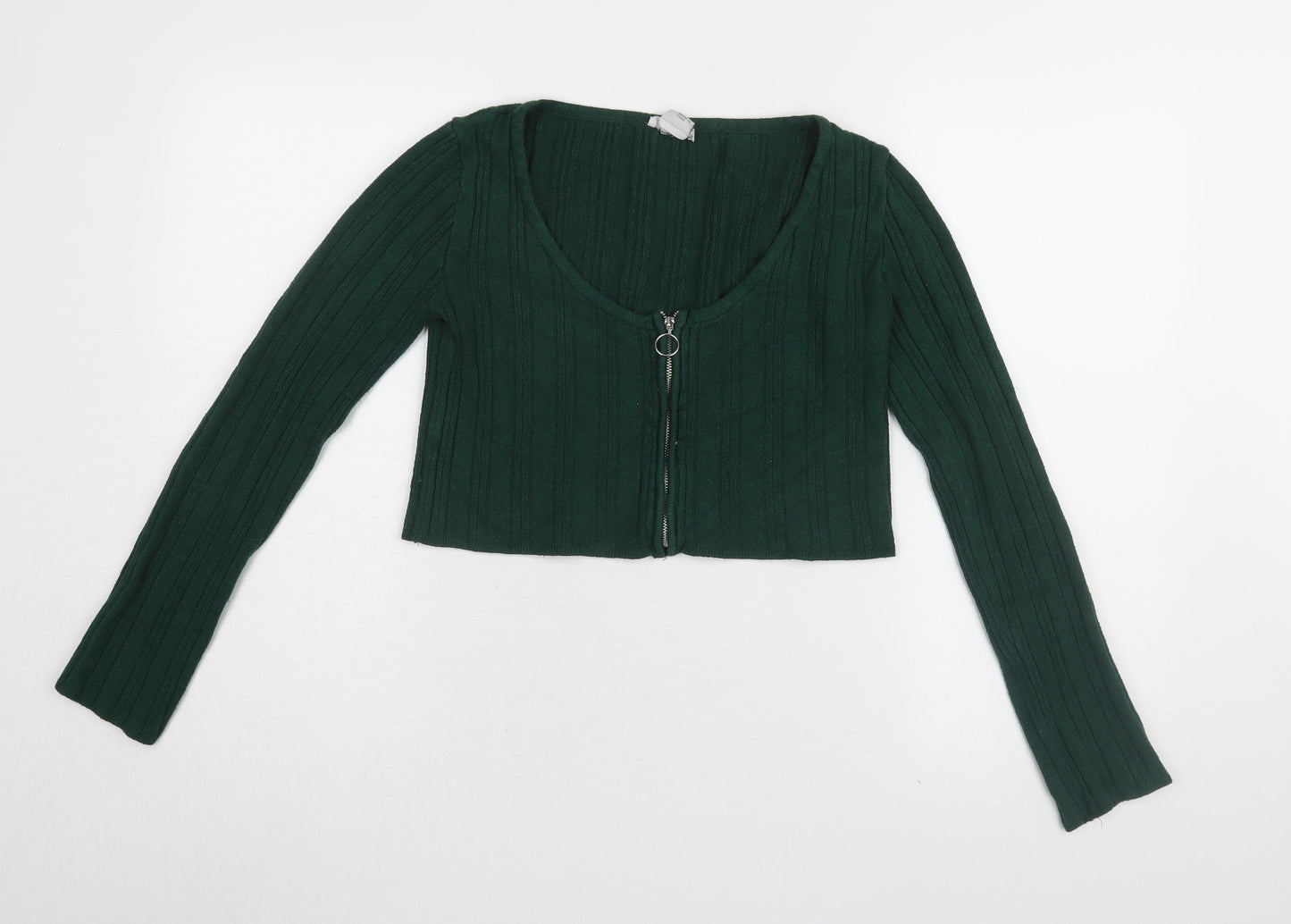 Womens UK Size M Cooperative Green Cropped T-Shirt