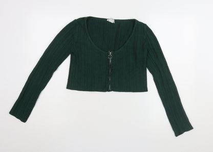 Womens UK Size M Cooperative Green Cropped T-Shirt