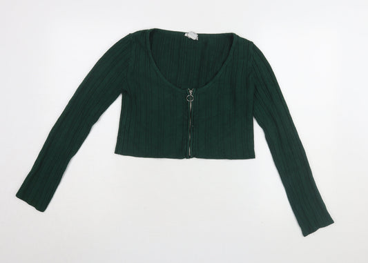 Womens UK Size M Cooperative Green Cropped T-Shirt