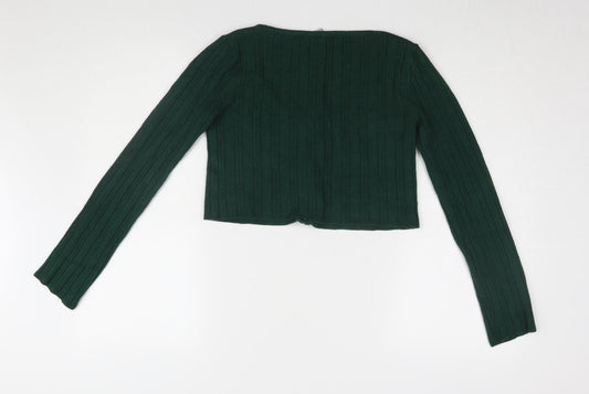 Womens UK Size M Cooperative Green Cropped T-Shirt