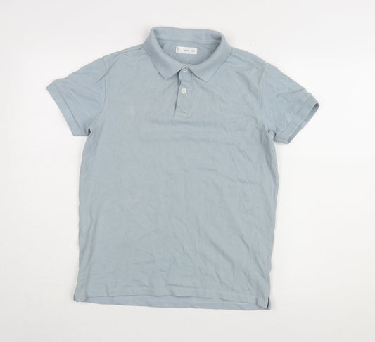 MNG Men Blue XS Polo Shirt, Short Sleeve, Cotton