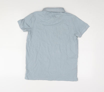 MNG Men Blue XS Polo Shirt, Short Sleeve, Cotton