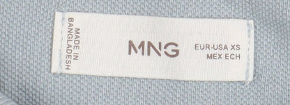 MNG Men Blue XS Polo Shirt, Short Sleeve, Cotton