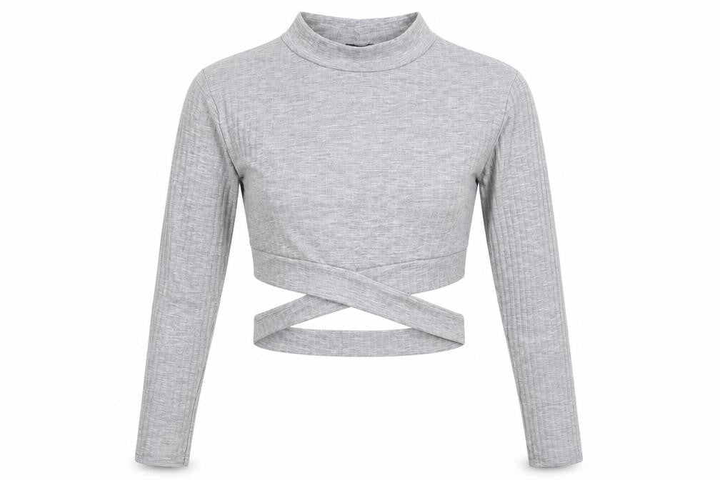 Womens UK Size 14 Boohoo Grey Cropped T-Shirt