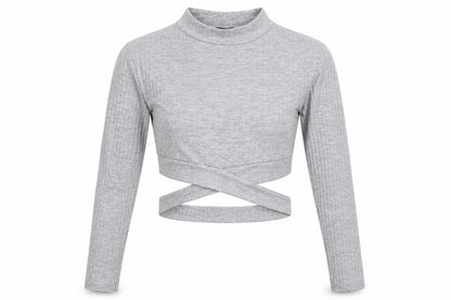 Womens UK Size 14 Boohoo Grey Cropped T-Shirt