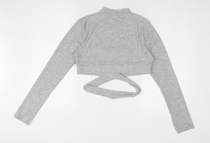 Boohoo Women's Grey Cropped T-Shirt Size 14 Slim Fit