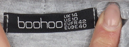 Boohoo Women's Grey Cropped T-Shirt Size 14 Slim Fit