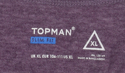 Topman Men's XL Purple Sleeveless Slim Fit T-Shirt