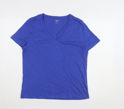 Marks and Spencer Women's Blue Cotton V-Neck T-Shirt Size 10