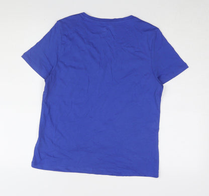 Marks and Spencer Women's Blue Cotton V-Neck T-Shirt Size 10