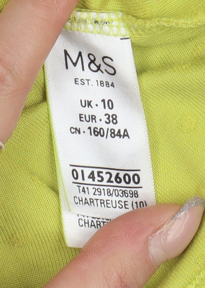 Womens UK Size 10 Marks and Spencer Green Basic T-Shirt