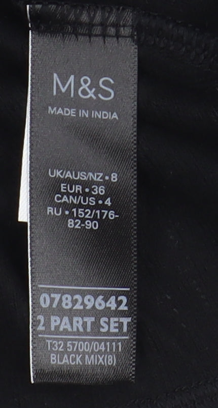 Womens UK Size 8 Marks and Spencer Black Basic T-Shirt