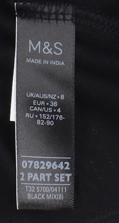 Womens UK Size 8 Marks and Spencer Black Basic T-Shirt