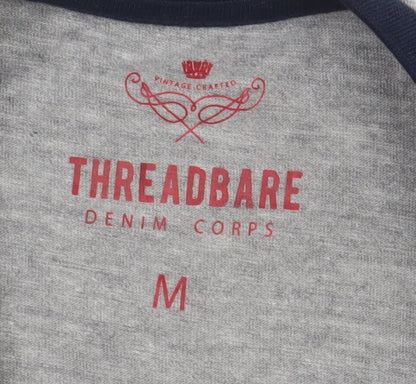 Threadbare Men’s Grey/Blue Crew Neck T-Shirt M