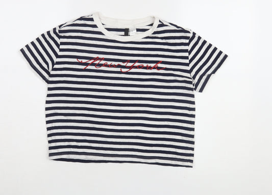 Womens UK Size XS H&M Multicoloured Cropped T-Shirt