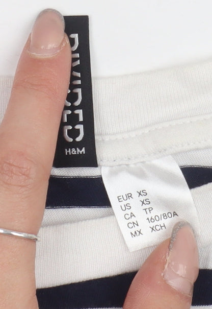 Womens UK Size XS H&M Multicoloured Cropped T-Shirt