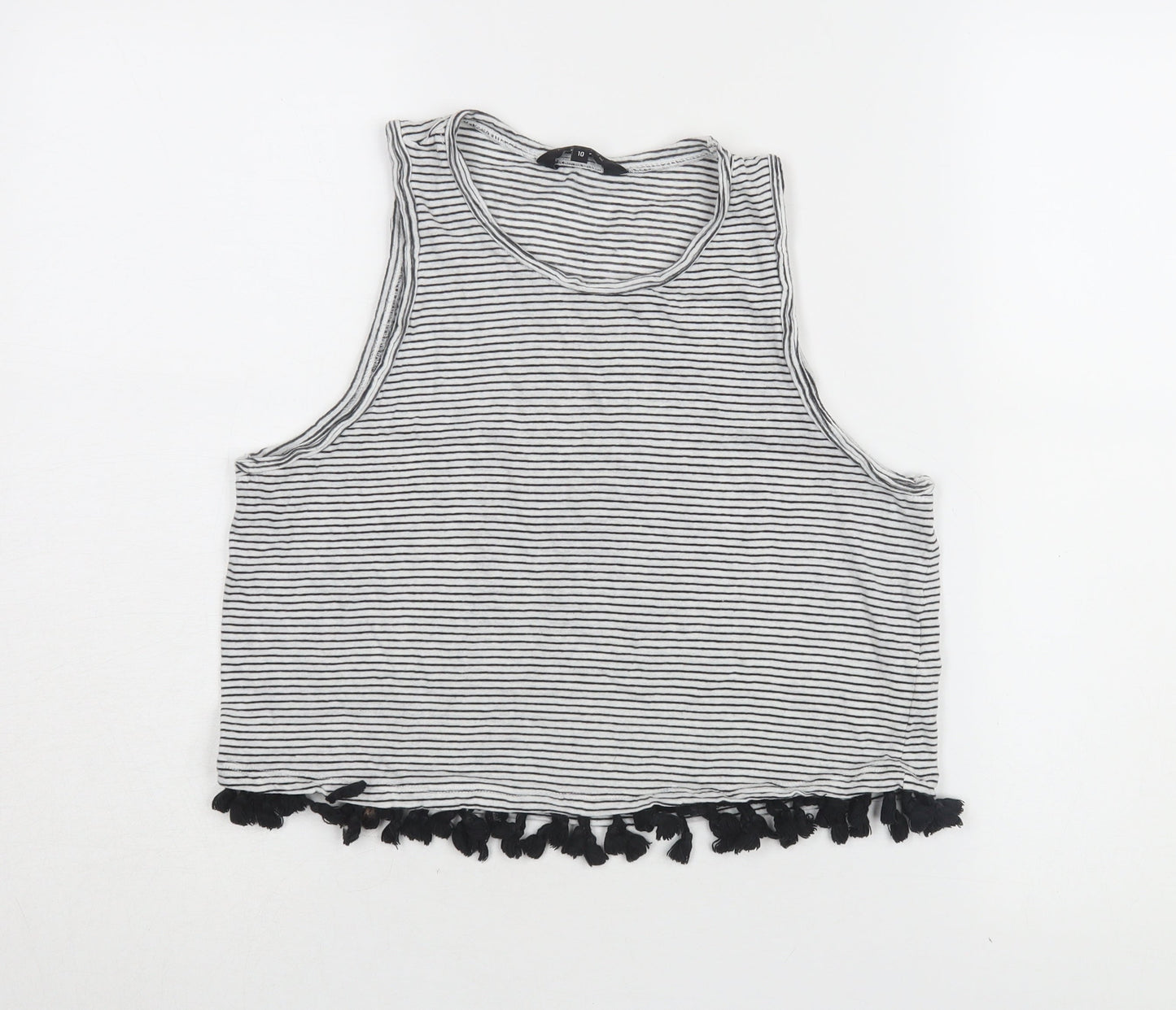 Womens UK Size 10 New Look Black Cropped Tank