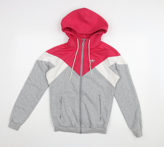 Additional front view of Adidas Women's Grey Colourblock Basic Jacket UK 8
