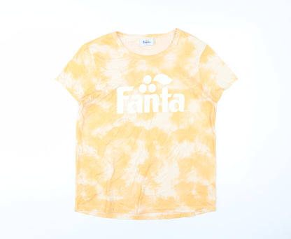 Fanta Women's Orange Tie-Dye T-Shirt Size 12