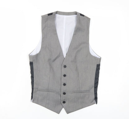 Mens UK Size 36 Topman Regular Grey Suit Waistcoat