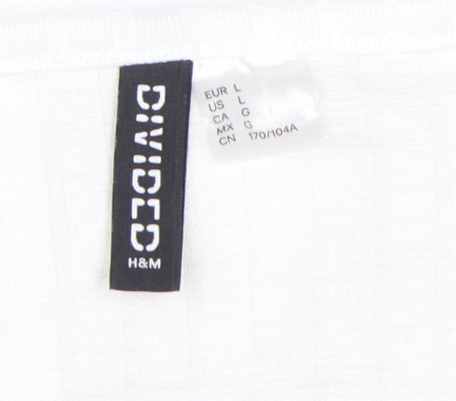 Womens UK Size 14 H&M White Cropped T-Shirt