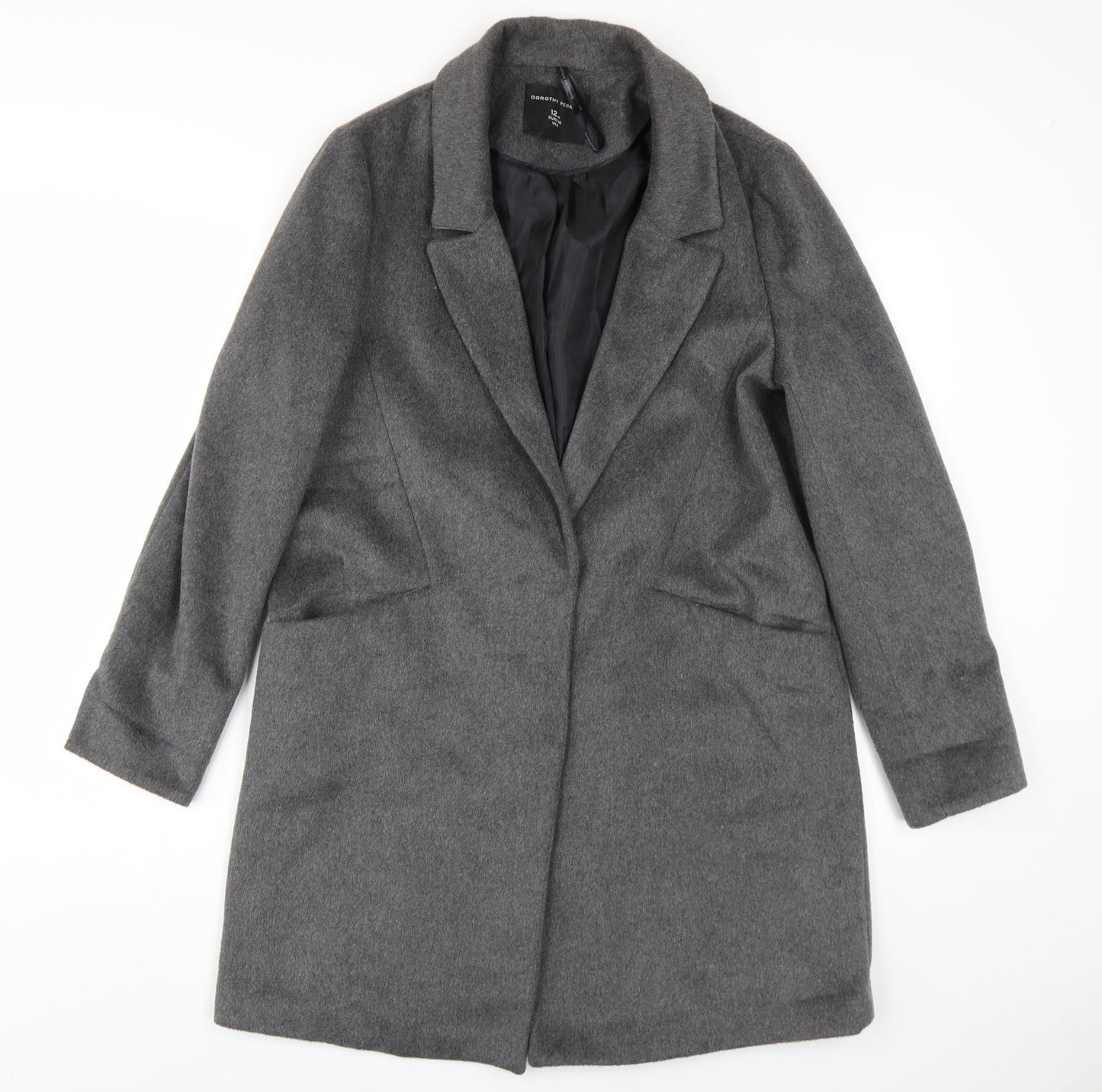 Womens UK Size 12 Dorothy Perkins Grey Overcoat