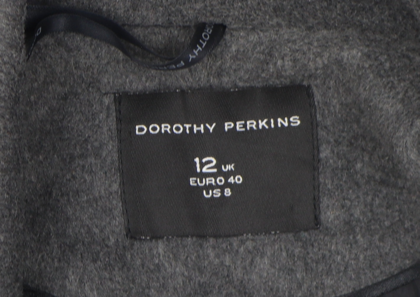Womens UK Size 12 Dorothy Perkins Grey Overcoat