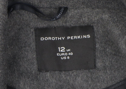 Womens UK Size 12 Dorothy Perkins Grey Overcoat