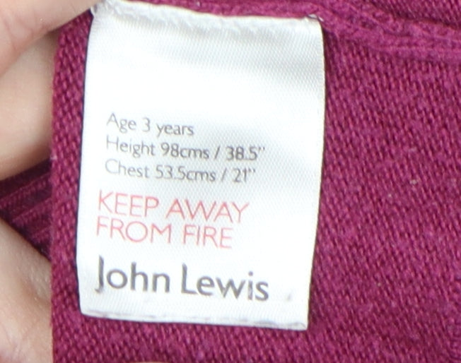 John Lewis Girls Purple Polka Dot Knit Dress, 3 Years