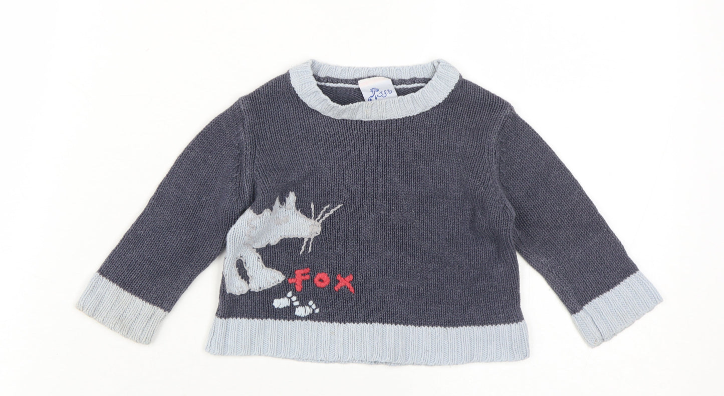 Unisex Baby Grey Knit Pullover Jumper 9-12 Months