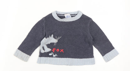 Unisex Baby Grey Knit Pullover Jumper 9-12 Months