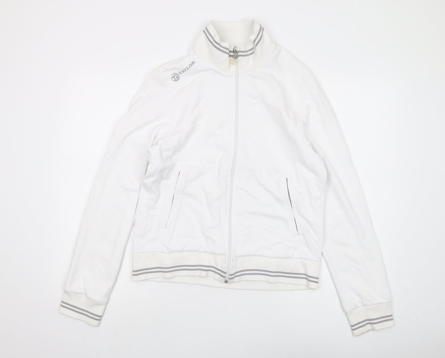 Taylor Full Zip Men's White Hoodie - Small, Mock Neck