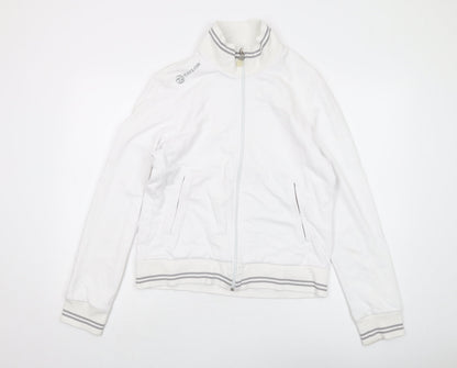 Taylor Full Zip Men's White Hoodie - Small, Mock Neck
