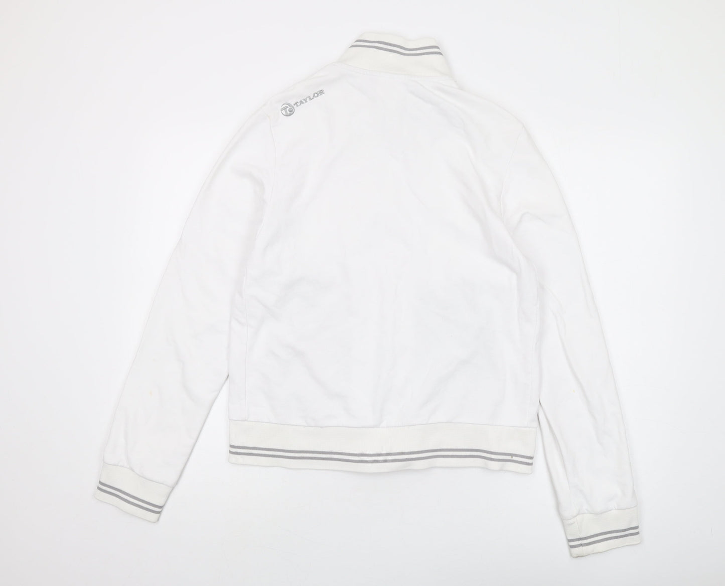 Taylor Full Zip Men's White Hoodie - Small, Mock Neck