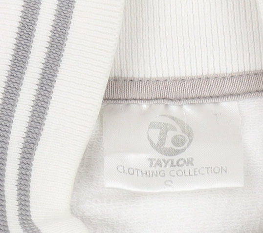 Taylor Full Zip Men's White Hoodie - Small, Mock Neck