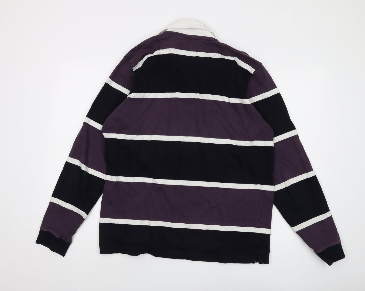 Far Afield Men's Purple Striped Polo, Long Sleeve, Size 12