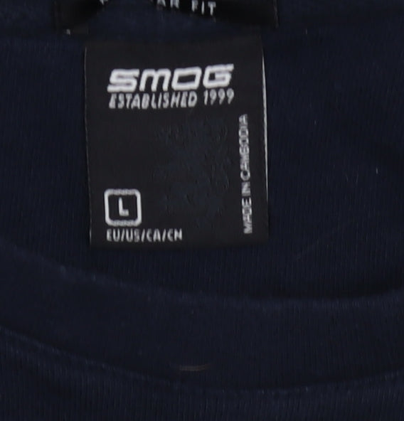 Smog Men's Blue Pullover Sweatshirt L Graphic Print
