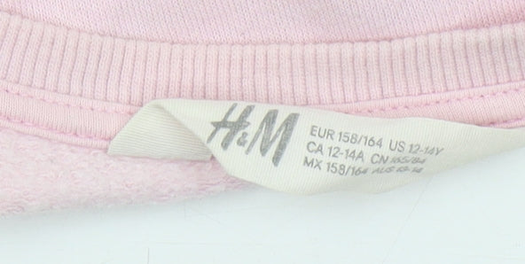 H&M Girls Pink Mickey Mouse Graphic Sweatshirt, Size 12 Years