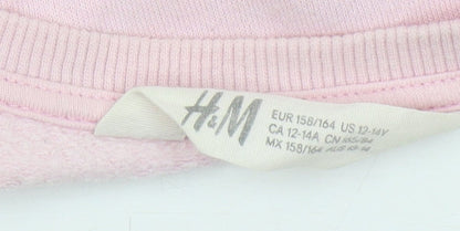 H&M Girls Pink Mickey Mouse Graphic Sweatshirt, Size 12 Years