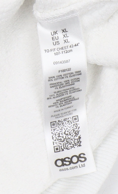 Mens UK Size XL ASOS White Pullover Sweatshirt