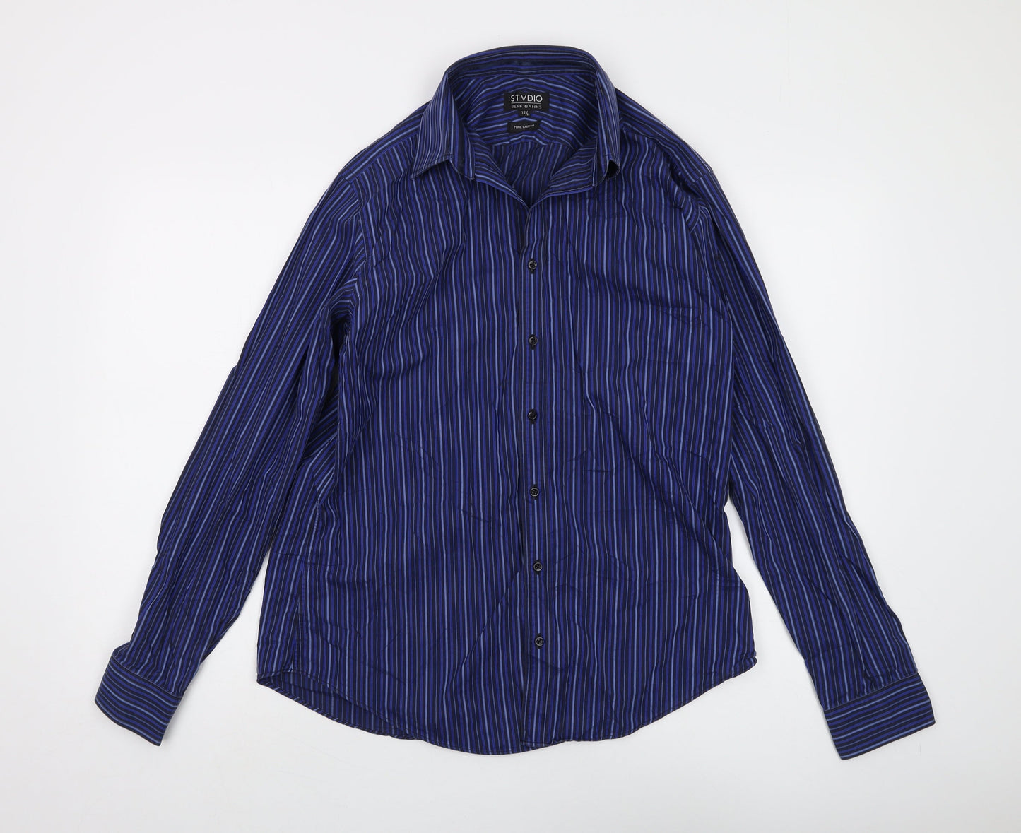 Jeff Banks Men's Blue Striped Long Sleeve Shirt