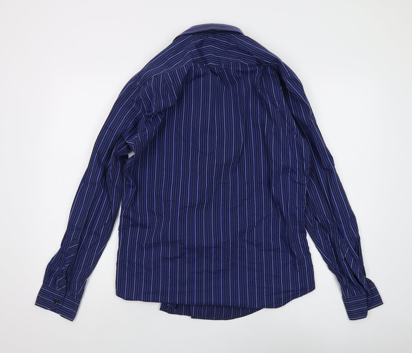 Jeff Banks Men's Blue Striped Long Sleeve Shirt