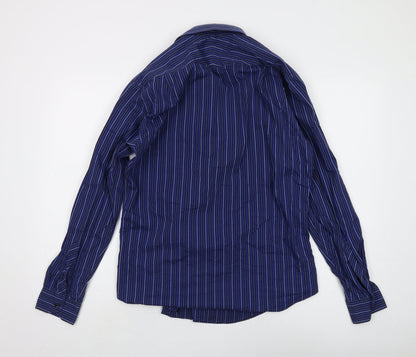 Jeff Banks Men's Blue Striped Long Sleeve Shirt