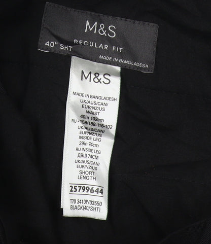 Marks and Spencer Men's Black Regular Fit Dress Pants 40