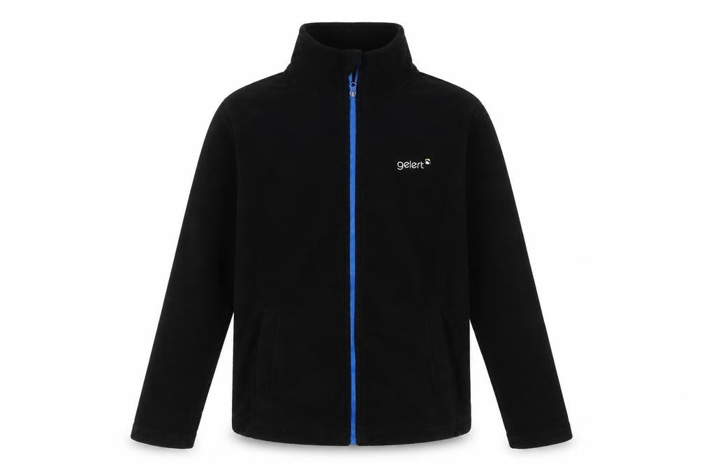 Front view of Gelert boys’ black basic jacket 9-10 years full zip lined