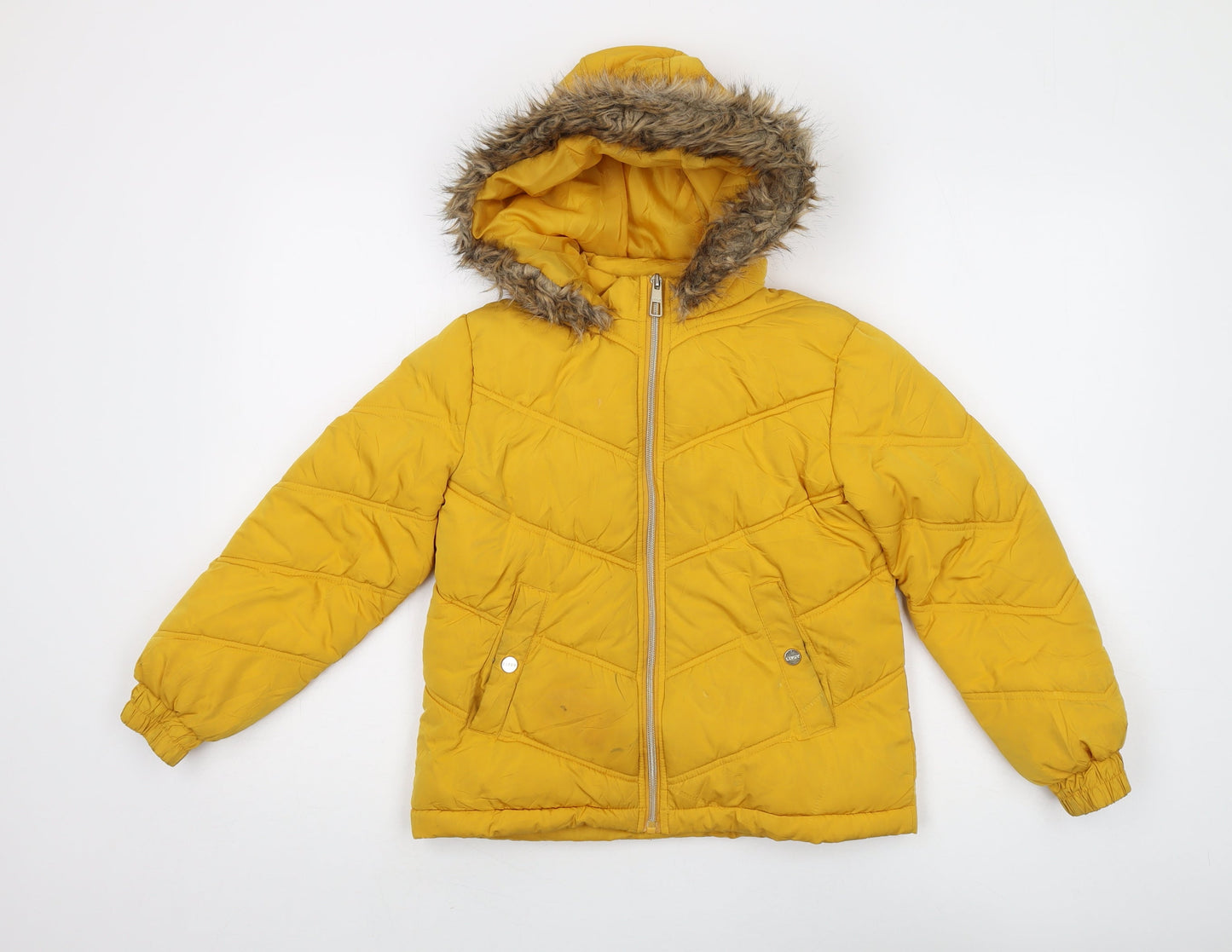 Lipsy Yellow Girls' Puffer Jacket 9 Years Hooded Coat