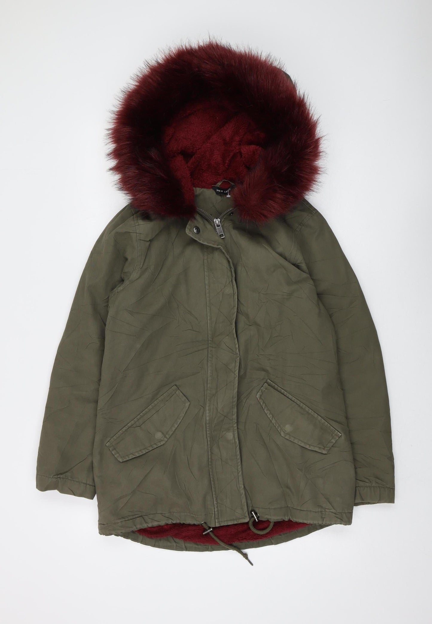 Womens UK Size 8 New Look Green Parka Coat